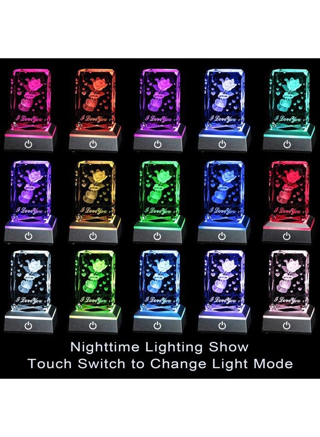 hochance 3D Sweetheart Crystal Multicolor Nightlight - I Love You Decolamp,Perfect Valentines Gift Ideas for Her My Girlfriend Wife Mom - Unique Anniversary Birthday Presents - Image 2