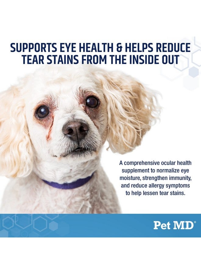 بيت إم دي مزيل بقع الدموع من Pet MD للكلاب والقطط - مكمل غذائي مضاد للأكسدة للعناية بالعين مع اللوتين والتوت البري وأوميغا 3 و6 - حلوى مضغ لإزالة بقع الدموع من القطط والكلاب للفراء الأبيض والفاتح - 60 قطعة - Image 2