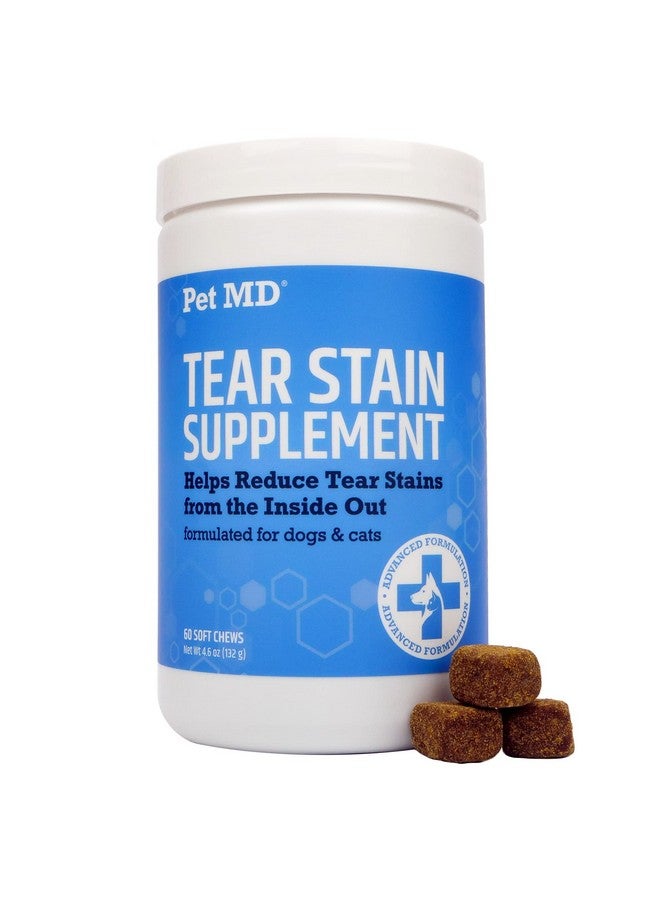 بيت إم دي مزيل بقع الدموع من Pet MD للكلاب والقطط - مكمل غذائي مضاد للأكسدة للعناية بالعين مع اللوتين والتوت البري وأوميغا 3 و6 - حلوى مضغ لإزالة بقع الدموع من القطط والكلاب للفراء الأبيض والفاتح - 60 قطعة - Image 1