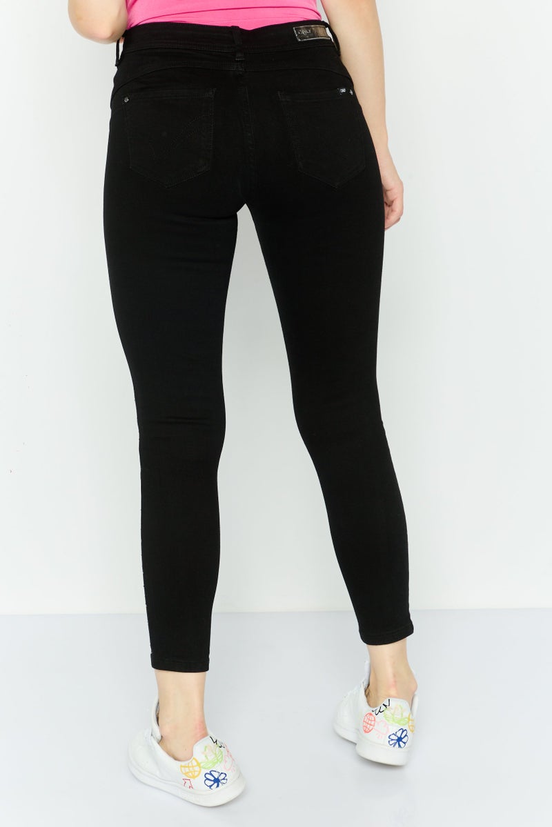 ONLY جينز نسائي ضيق منخفض الخصر بأرجل نحيفة وقابل للتمدد، أسود - Image 4