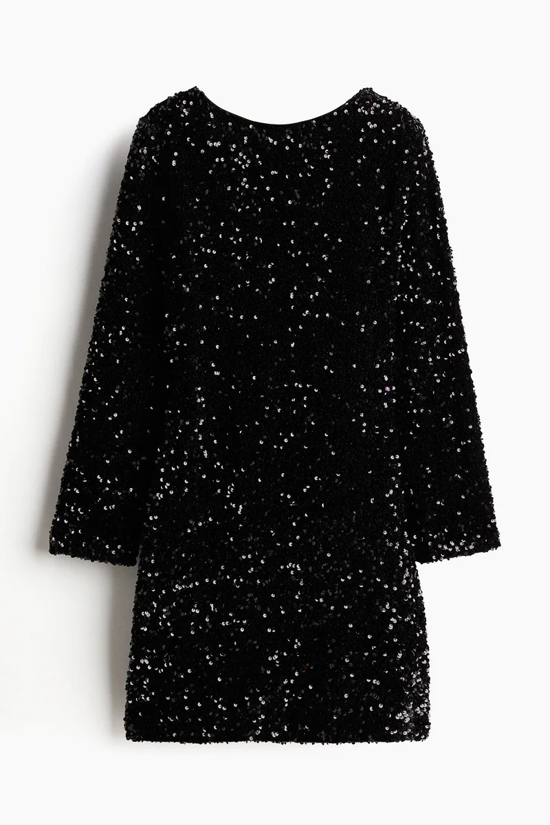 H&M Sequined deep-back dress