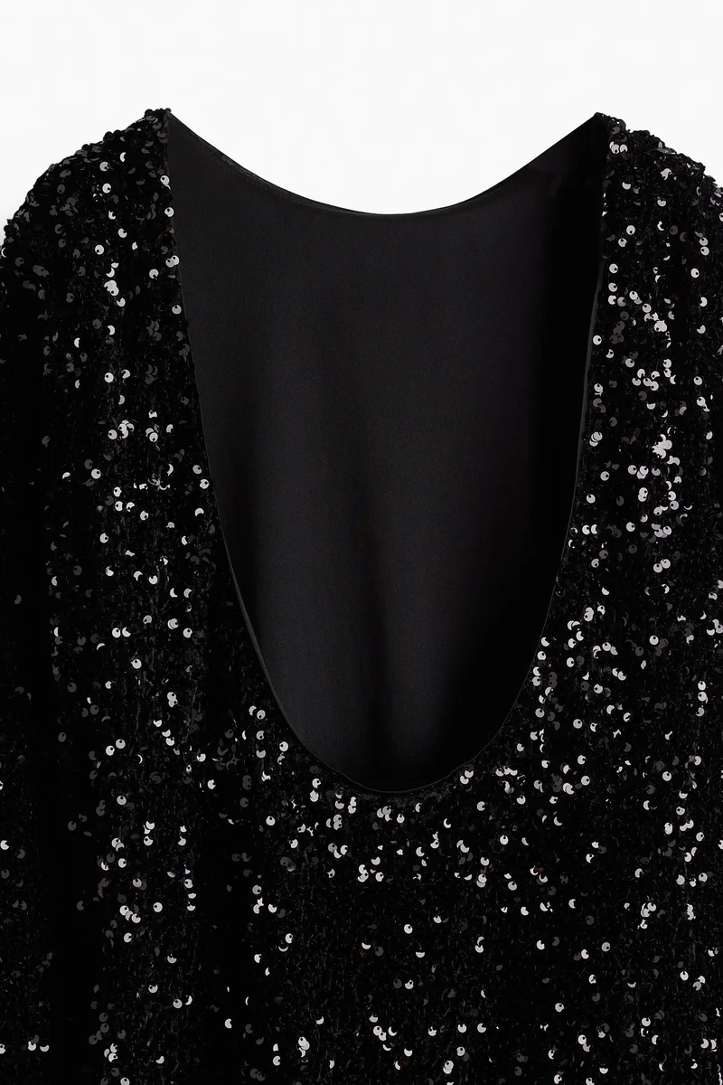H&M Sequined deep-back dress