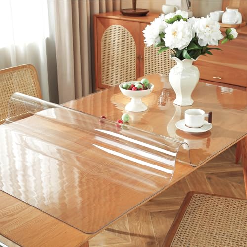 OstepDecor Clear Table Protector 24 x 48 Inch, 1.5mm Thick Plastic Table Cover, Waterproof PVC Clear Table Cover Protector, Desk Protector Mat, Writing Desk Pad for Desktop, Coffee & Dining Room Table - Image 2