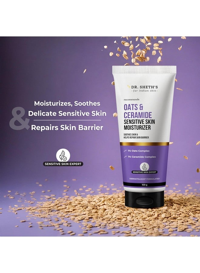 Dr. Sheth's مرطب د. شيث للبشرة الحساسة بالشوفان والسيراميد | خالي من الزيوت | 1% مركب الشوفان و 1% مركب السيراميد | يهدئ ويقلل من التهيج | يقوي حاجز البشرة | خفيف الوزن وغير لزج | للرجال والنساء | 100 جرام - Image 3