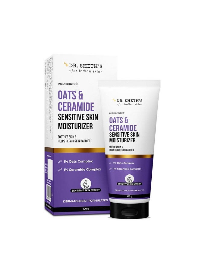 Dr. Sheth's مرطب د. شيث للبشرة الحساسة بالشوفان والسيراميد | خالي من الزيوت | 1% مركب الشوفان و 1% مركب السيراميد | يهدئ ويقلل من التهيج | يقوي حاجز البشرة | خفيف الوزن وغير لزج | للرجال والنساء | 100 جرام - Image 1