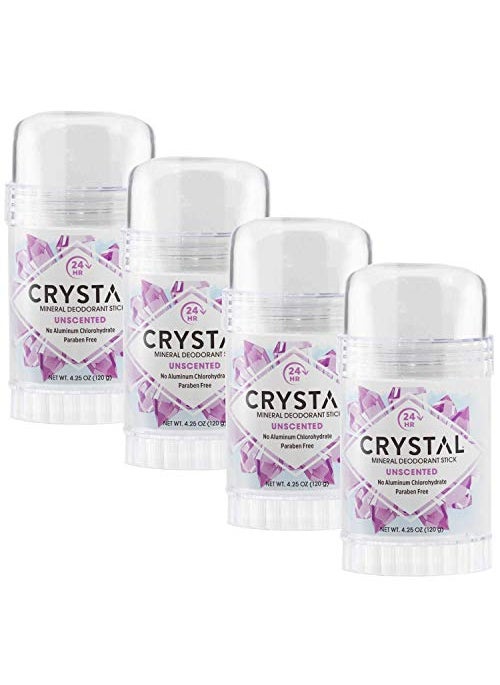 CRYSTAL ESSENCE Crystal Mineral Deodorant Stick, Unscented, 4.25 oz (Pack of 4) 