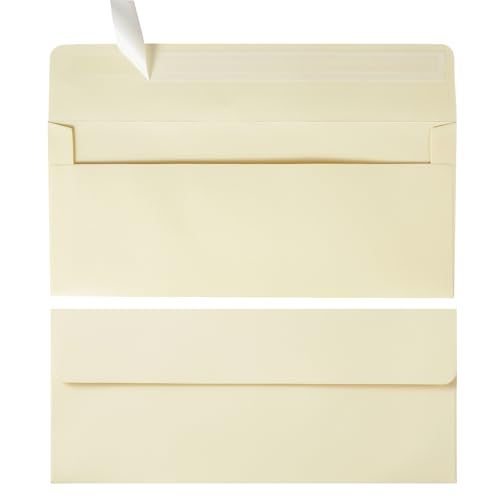 Wishop 50 Pack #10 Business Envelopes Self Seal 4x9 Standard Envelopes for Business, Invoices, Letter Mailing, 4 1/8 x 9 1/2 Inches (Cream Color, 4.13 x 9.49) - Image 1