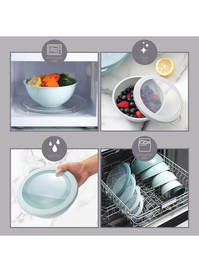COOK WITH COLOR أوعية خلط COOK WITH COLOR مع أغطية TPR - مجموعة 12 قطعة من الأوعية البلاستيكية المتداخلة تشمل 6 أوعية تحضير و6 أغطية، مجموعة أوعية خلط آمنة للاستخدام في الميكروويف (أخضر مائل إلى الأزرق)  - Image 5
