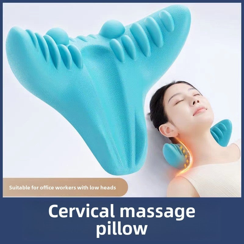 Cervical Spine Pillow Stretching Massage Cervical Spine Pillow Gravity Acupressure Home Portable Neck Protection Shoulder Neck Neck Relaxation Massage Pillow(Pink +8 word puller) - Image 2