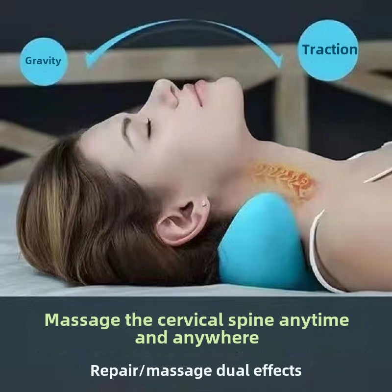 Cervical Spine Pillow Stretching Massage Cervical Spine Pillow Gravity Acupressure Home Portable Neck Protection Shoulder Neck Neck Relaxation Massage Pillow(Pink +8 word puller) - Image 3