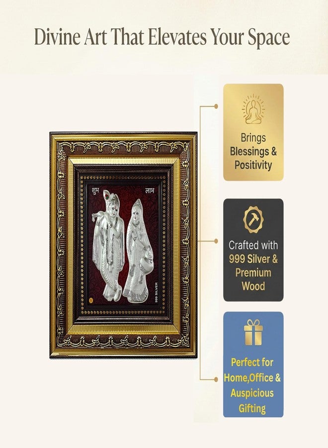 ARTSMINE 999 Silver Radha Krishna Frame – Pure Silver Sheet with Purity Certificate|Ideal for Pooja Room, Home & Office Décor|Best for Wedding, Housewarming & Corporate Gift – 1 Unit (23 × 20 CM / 8.5 × 8 Inch) - Image 2