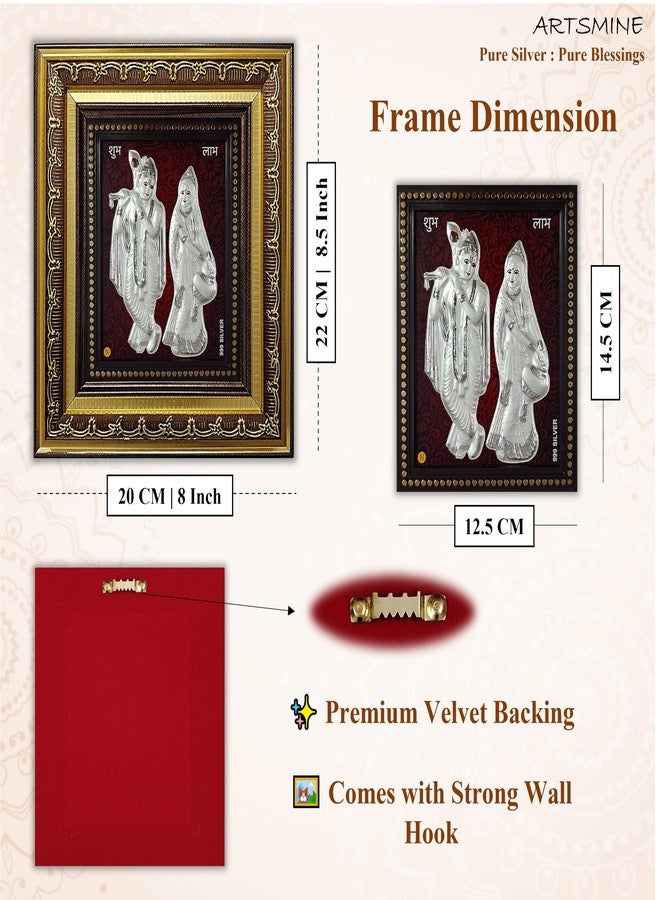 ARTSMINE 999 Silver Radha Krishna Frame – Pure Silver Sheet with Purity Certificate|Ideal for Pooja Room, Home & Office Décor|Best for Wedding, Housewarming & Corporate Gift – 1 Unit (23 × 20 CM / 8.5 × 8 Inch) - Image 3