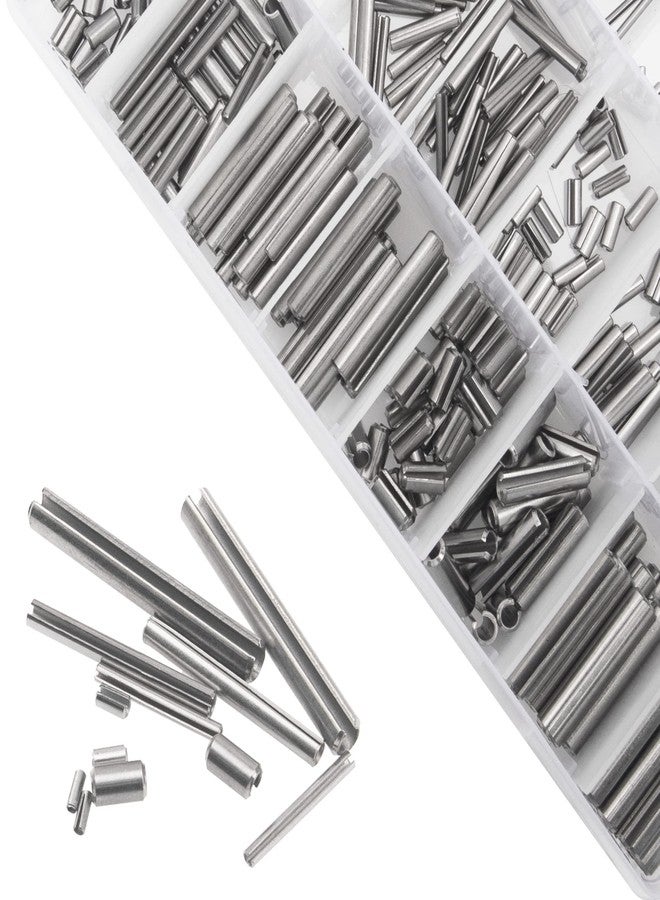 Rrina 440Pcs 304 Stainless Steel Slotted Spring Pin Assortment Kit, M1.5 M2 M2.5 M3 M4 M5 Split Expansion Dowel Tension Roll Pins - Image 3