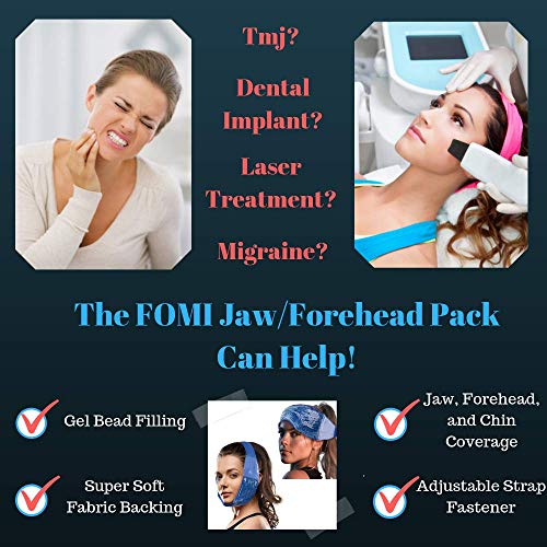 FOMI Hot Cold Jaw and Forehead Ice Pack by FOMI Care | Flexible Gel Bead Wrap for TMJ, Wisdom Teeth, Oral and Facial Surgery, Dental Implants, Migraine, Headache, Chin and Tooth Pain | Adjustable (Blue) - Image 4