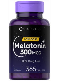 CARLYLE Melatonin 300 mcg | 365 Tablets | Low Dose | Vegetarian, Non-GMO, Gluten Free  - Image 1