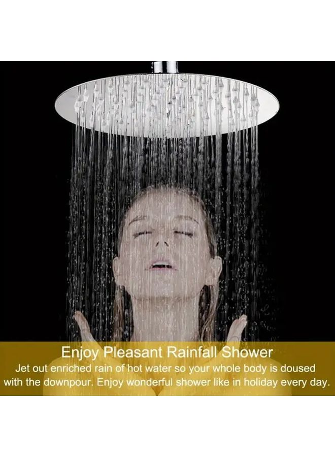 12 Inch Round Stainless Steel High Pressure Rainfall Shower Head Chrome Finish - Image 3