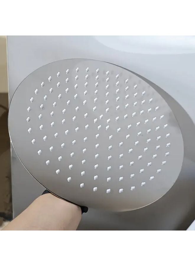 12 Inch Round Stainless Steel High Pressure Rainfall Shower Head Chrome Finish - Image 1