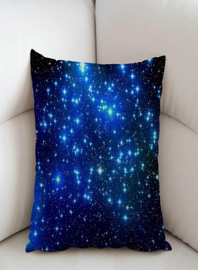 Swono Galaxy Blue Stars Burlap Throw Pillow Case Cushion Cover Couch Sofa Decorative Square 18x18 inches - Image 2