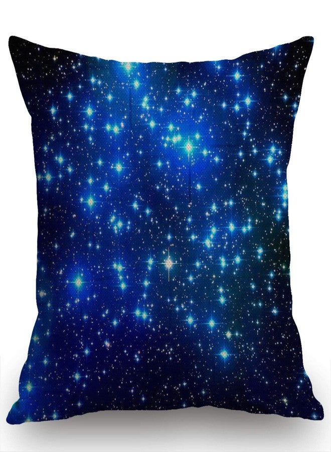 Swono Galaxy Blue Stars Burlap Throw Pillow Case Cushion Cover Couch Sofa Decorative Square 18x18 inches - Image 1