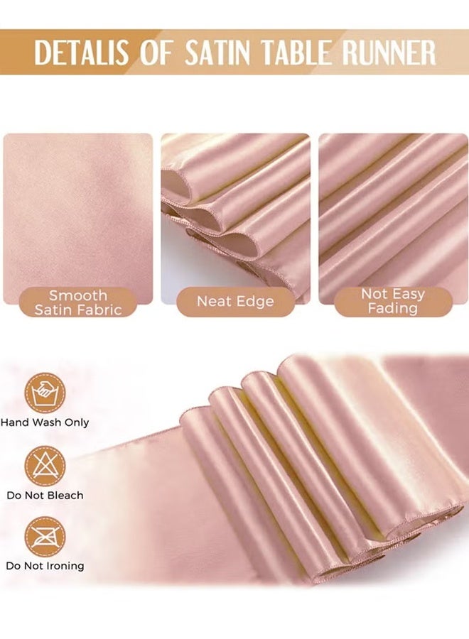 بوكسفالزور مفرش طاولة للاستخدام مرة واحدة وعلم طاولة، طقم مفرش طاولة أبيض ووردي مع مفرش ساتان - 54 × 108 بوصة، متين وأنيق، سهل التنظيف، مثالي للطاولات المستديرة/المستطيلة - مثالي لحفلات الزفاف والحفلات والتجمعات العائلية - Image 3