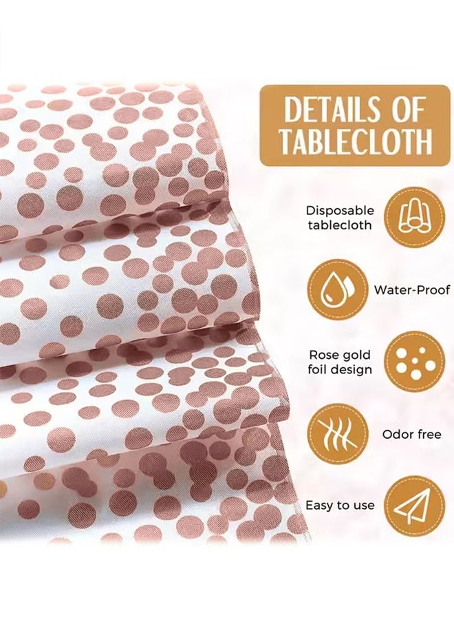 بوكسفالزور مفرش طاولة للاستخدام مرة واحدة وعلم طاولة، طقم مفرش طاولة أبيض ووردي مع مفرش ساتان - 54 × 108 بوصة، متين وأنيق، سهل التنظيف، مثالي للطاولات المستديرة/المستطيلة - مثالي لحفلات الزفاف والحفلات والتجمعات العائلية - Image 4
