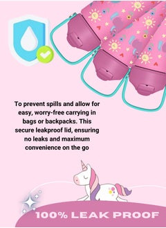 Lullaby Land 550ml Stainless Steel Water Bottle for Kids, Stay Hydrated with Kids Water Bottle for School, No Leak Bpa Free Unicorn Pink Water Bottle for Girls, Insulated Water Bottle Kids with Straw  - Image 4