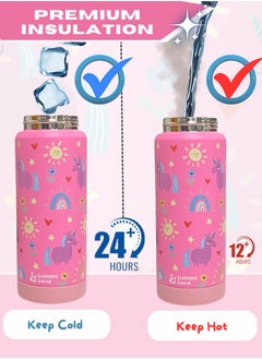 Lullaby Land 550ml Stainless Steel Water Bottle for Kids, Stay Hydrated with Kids Water Bottle for School, No Leak Bpa Free Unicorn Pink Water Bottle for Girls, Insulated Water Bottle Kids with Straw  - Image 3