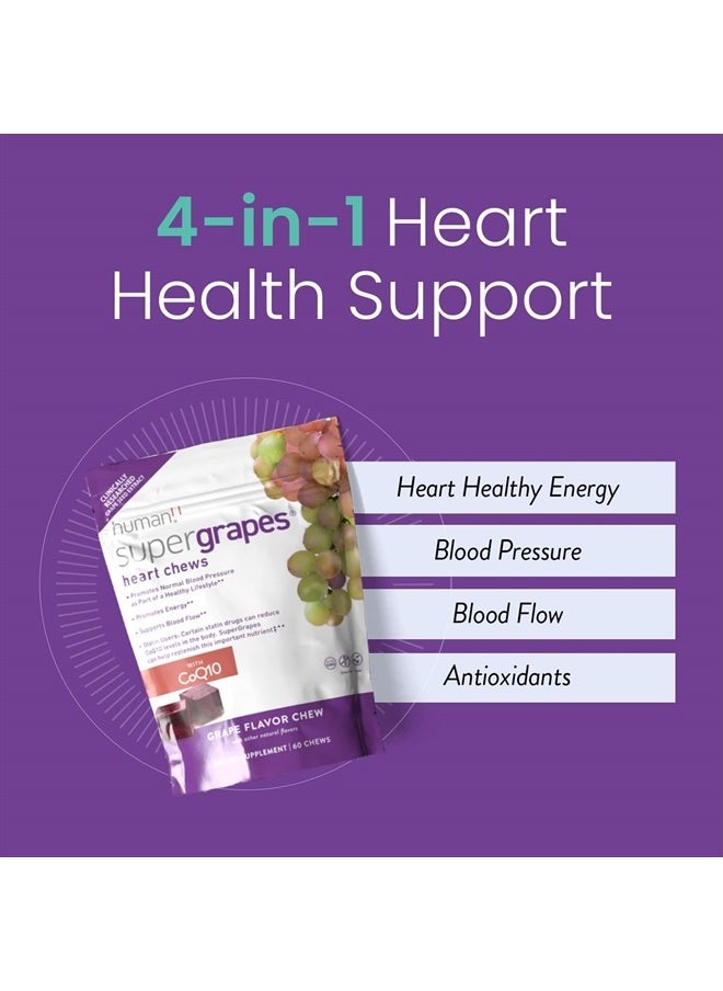 Humann - SuperGrapes Chews Supplement – with 100mg CoQ10 and Grape Seed Extract – from The Makers of SuperBeets - Grape Flavor Chew, 60 Count - Image 1
