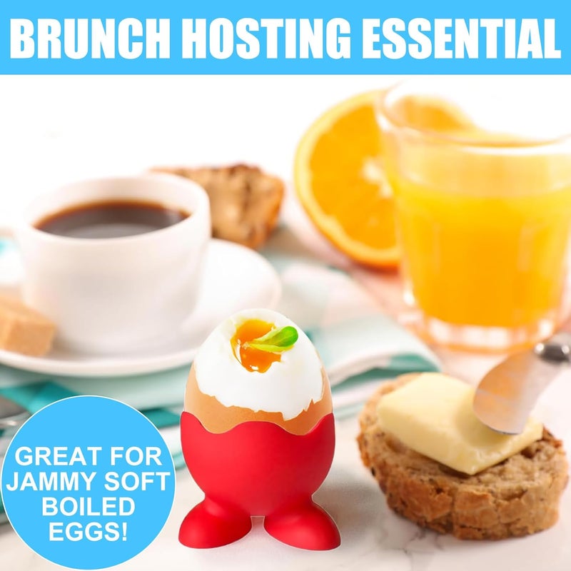 5 Egg Cups, Silicone Egg Cups, Breakfast Brunch, Fun Egg Holder for Kids, for Hard Eggs and Boiled Eggs, Ideal for Family Restaurant, Dishwasher Safe - Image 2
