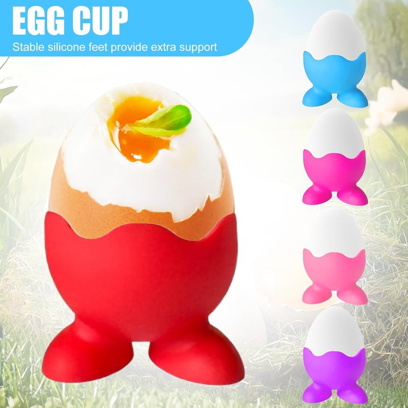 5 Egg Cups, Silicone Egg Cups, Breakfast Brunch, Fun Egg Holder for Kids, for Hard Eggs and Boiled Eggs, Ideal for Family Restaurant, Dishwasher Safe - Image 3