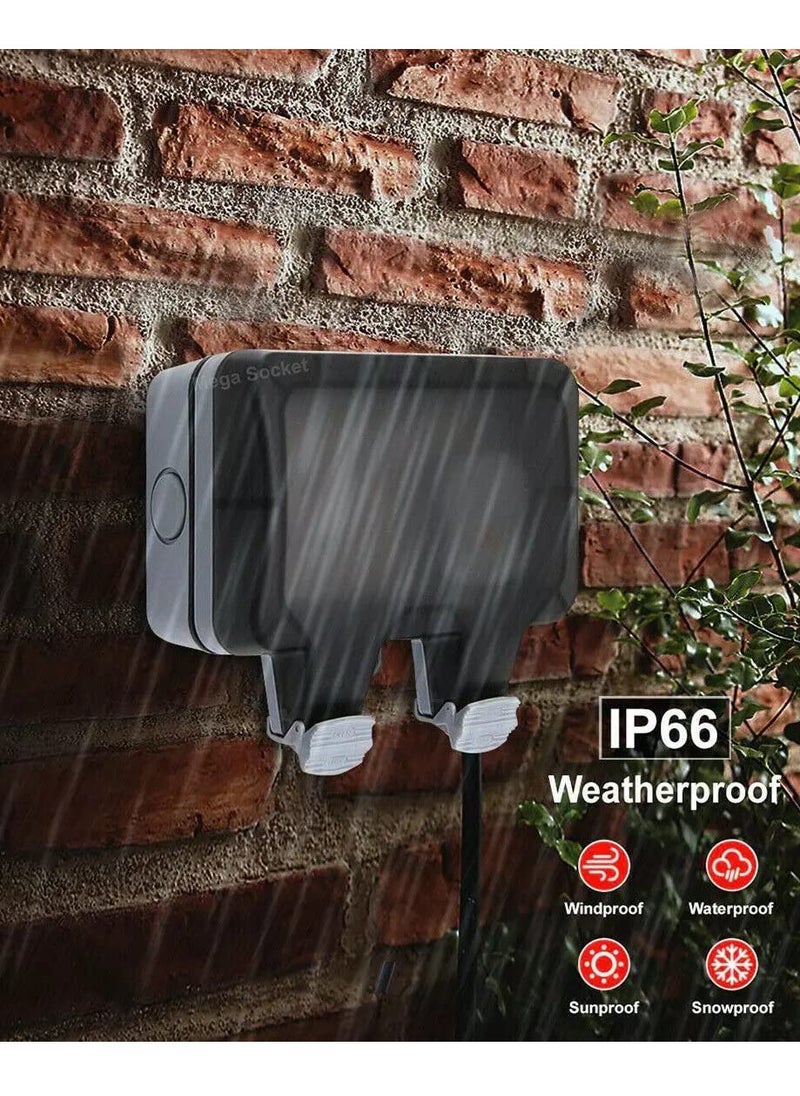 Next Life - Waterproof Outdoor Socket rainproof Wall Electrical Outlet IP66 Switched Socket Cover 13A Outdoor Wall Weatherproof Plug Socket Box - Image 1