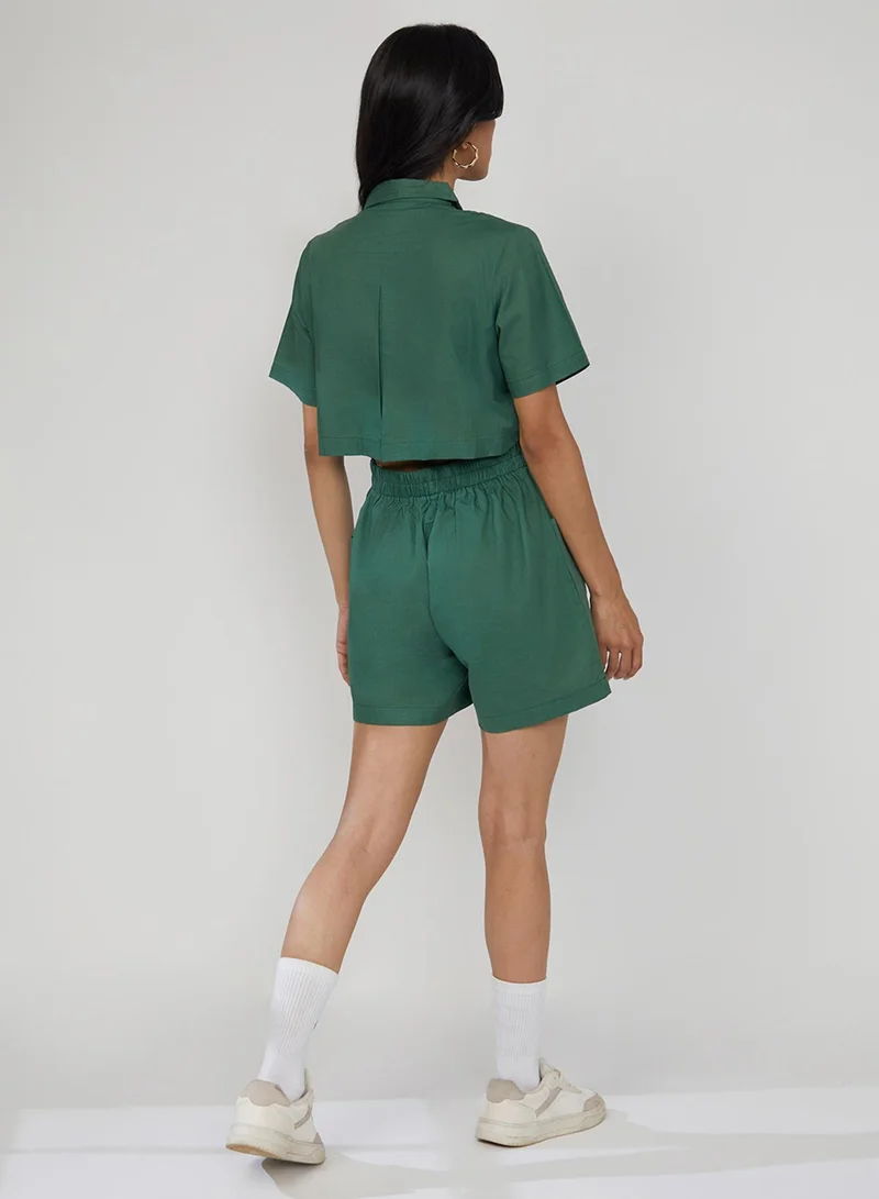 PINACOLADA Women's Forest Green Solid Utility Playsuit