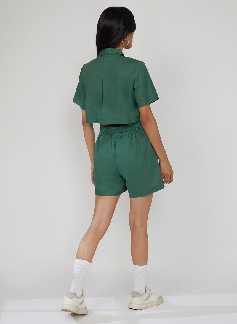 PINACOLADA Women's Forest Green Solid Utility Playsuit  - Image 5