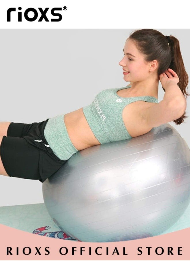Yoga Ball Anti Burst Thickened Exercise Ball with Inflatable Tube Non Slip Fitness Balance Ball Massage Fitness Ball Stability Fitness Training Yoga Pilates