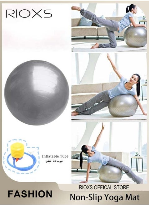 Yoga Ball Anti Burst Thickened Exercise Ball with Inflatable Tube Non Slip Fitness Balance Ball Massage Fitness Ball Stability Fitness Training Yoga Pilates