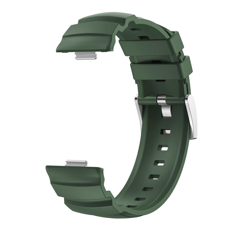 إيروريكس سوار ساعة هواوي واتش فيت 4 برو / فيت 4 / فيت 3 من السيليكون بمشبك فضي (أخضر غامق) - Image 2