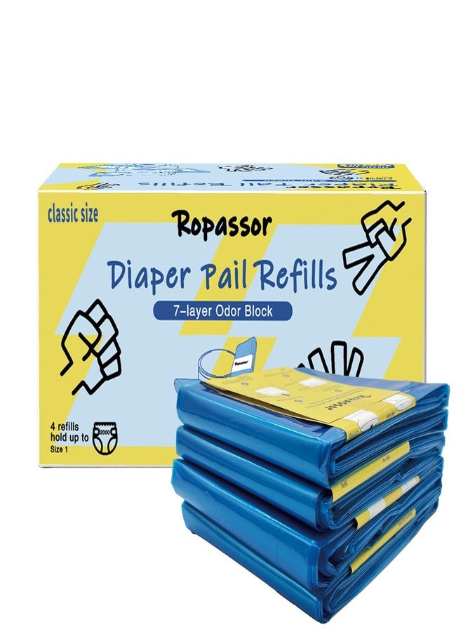 Ropassor Diaper Pail Refill Bags for Dekor Classic Diaper Pail (2000 count) 4 Packs, 7-Layer Odor-Absorbing, 30% Extra Thickness, Disposable Diaper Trash Bags, Baby essentials - Image 1
