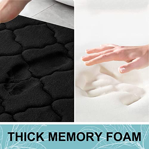 Home-Cloud HomeCloud Memory Foam Bath Mat, Cobblestone Bathroom Rectangular Rugs Floor Mats Super Water Absorbent Bath Mats for Bathroom/Machine Washable Bath Rugs (Black, 40x60cm) - Image 2