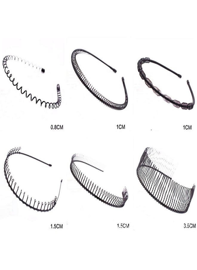 Suoirblss 6Pcs Unisex Wavy Headband Simple Fashionable Headband Headwear Tooth Comb Metal Hair Hoop Ordinary Headwear Hair Accessories For Women And Men  - Image 2