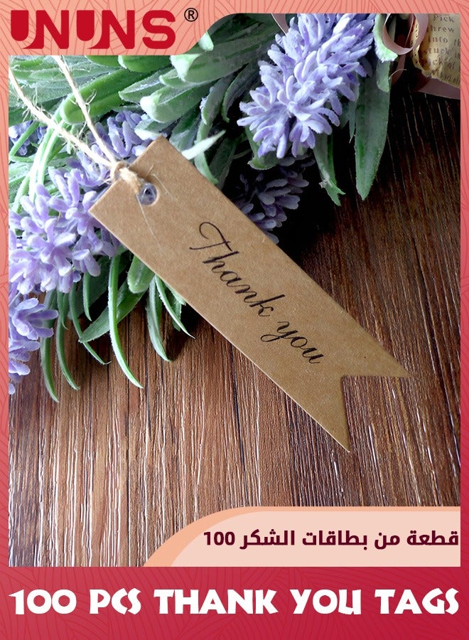 UNUNS 100 PCS Thank You Tags,Thank You Labels With Strings,30m Jute Twine And Kraft Paper Gift Tags,Great For Diy,Arts And Crafts,Wedding,Party Favors,Baby Shower,Small Business(Brown) - Image 5