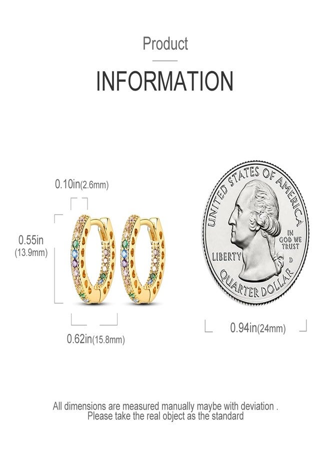 NARMO Small Hoop Earrings for Women Gold Plated Colorful Cubic Zirconia Hoop Earrings 925 Sterling Silver Heart Hoops - Image 3