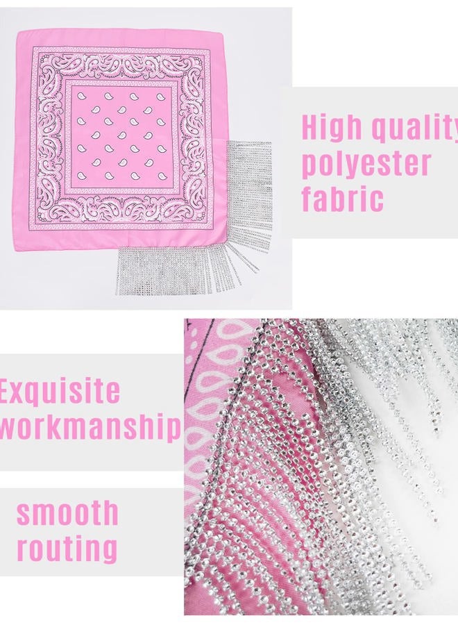 JIANGLAI Rhinestone Bandana with Heart Sunglasses, Disco Cowgirl Cowboy Paisley Pattern Bandanas Face Mask Square Scarf Headwear (Pink) - Image 3