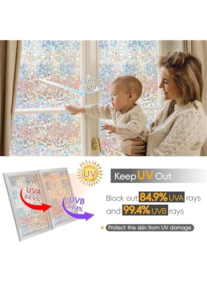 TRASSLE Frosted Window Privacy Film - Non Adhesive Static Cling Glass Stickers Sun UV Blocking Heat Control Door Covering Decals for Home Office - Image 4