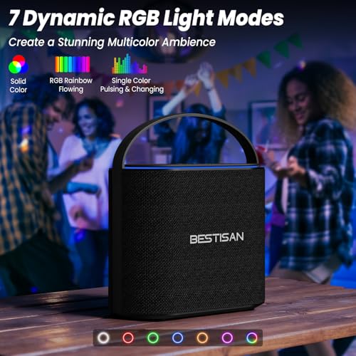BESTISAN Bluetooth Speakers 2.1CH with 90W Max & 50W Subwoofer, Stereo Loud Sound, 7 RGB Lights, 15H Playtime, Hands-Free Calling, TWS, Portable for Outdoor Party, Camping, Travel, Garage, Workshop - Image 3