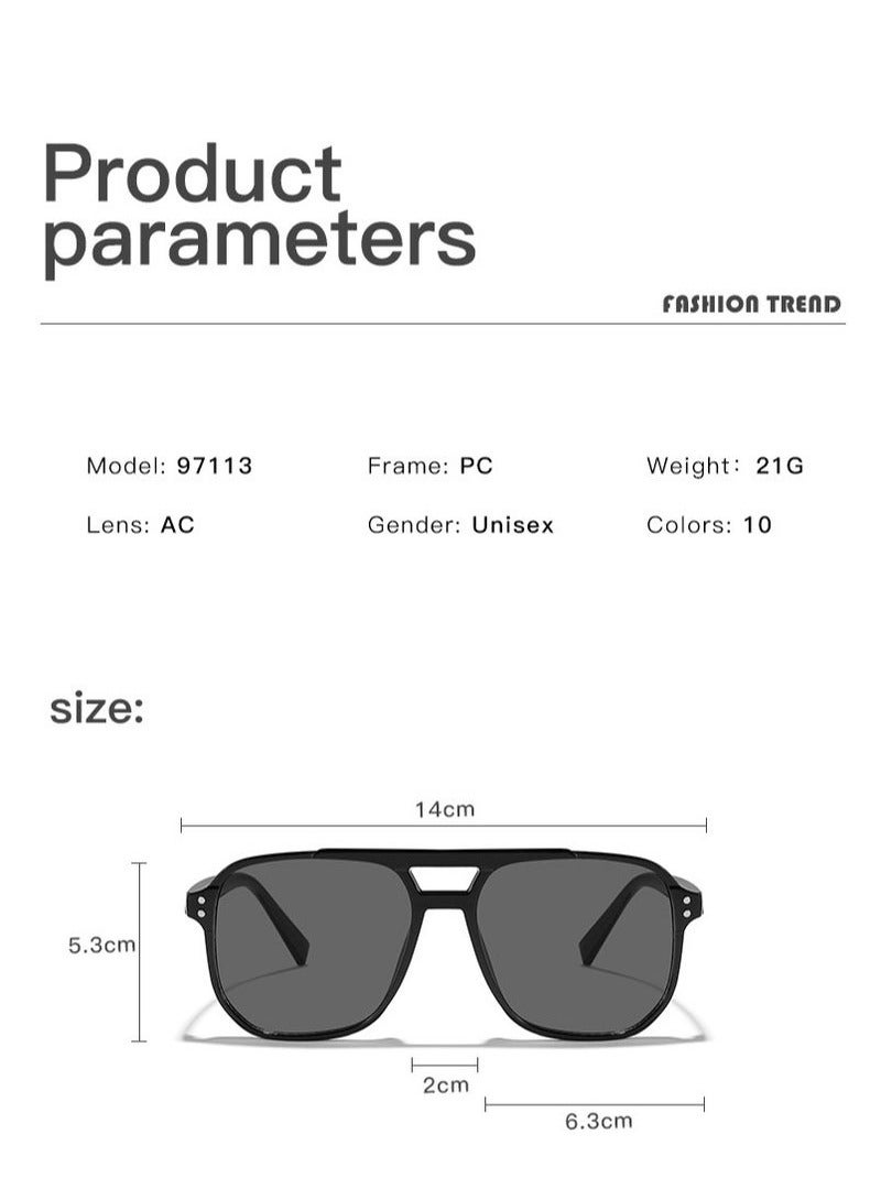 يوكانبي برشام مزدوج شعاع مربع أزياء النظارات الشمسية للجنسين العصرية شكل مقعر الظلال الرجعية - Image 2