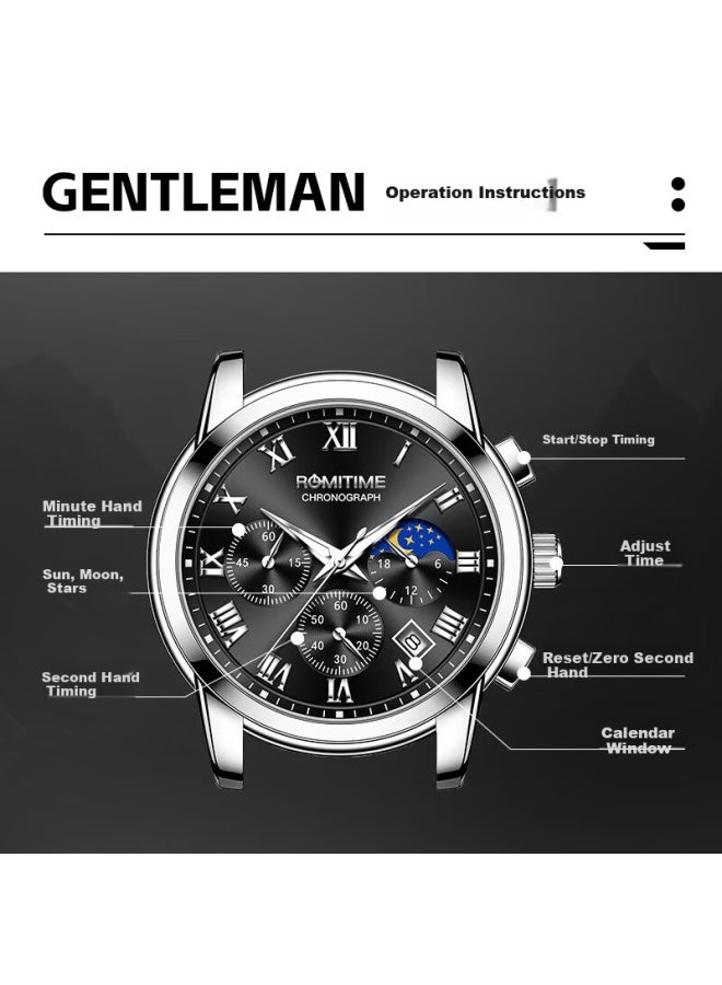 Romitime Men's Quartz Watch, Swiss Certified Fully Automatic Luxury Watch, Middle School Student Men's Watch, Qixi Festival Gift, Valentine's Day Present - Image 2