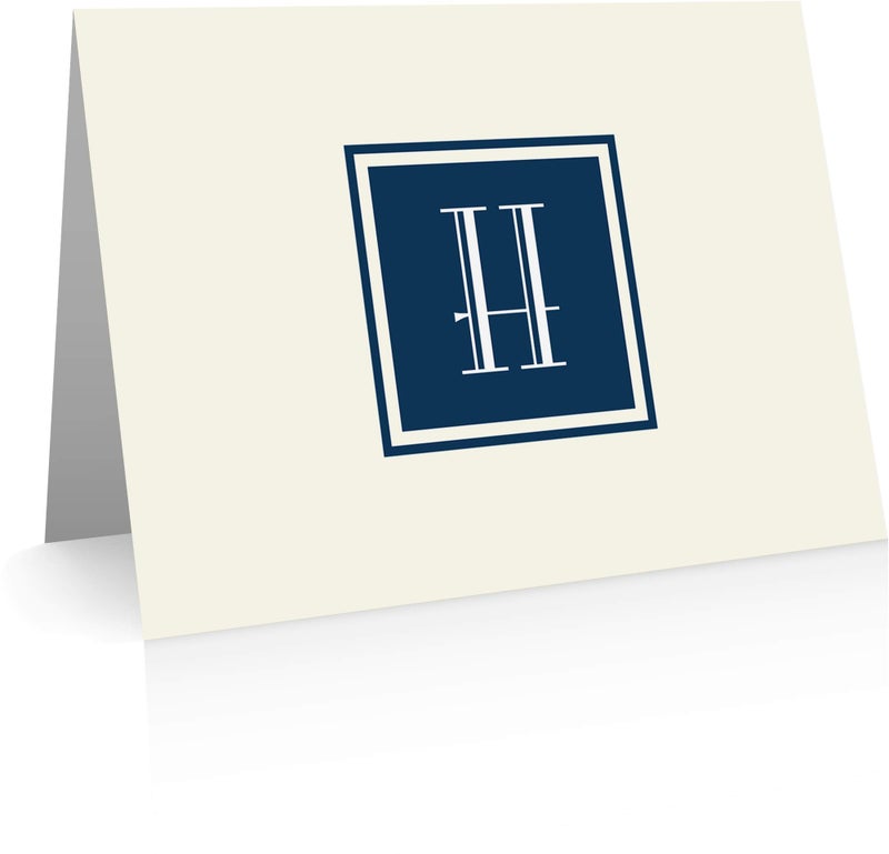 Little Notes by Comptime Monogram Stationery Note Cards - Monogram Thank You Cards (H) - Image 5