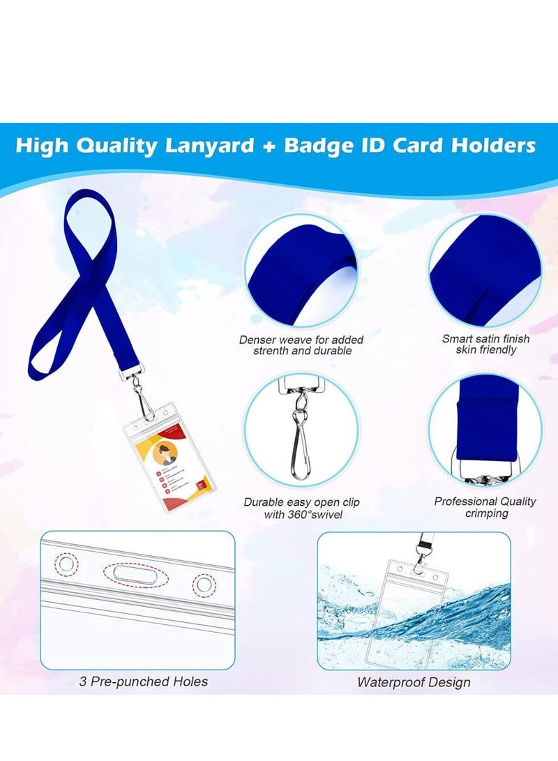 phomemo Colorful Lanyard with ID Card Holder,5 PCS Durable Cruise Lanyards with Waterproof Clear Name Tags Office Travel Accessories School ID Badges Cards Name Badges Holder for Adults Kids-A  - Image 3