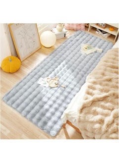 Comfy Faux Fur Bedroom/Living Room Soft And Comfortable Anti Slip Carpet/Area Rug 180x60Cm Grey
