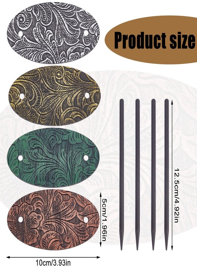 NICENEEDED 4Pcs Vintage Faux Leather Hair Accessories: Barrettes, Oval Ponytail Holders, Hair Slides for Women Girls - Image 2